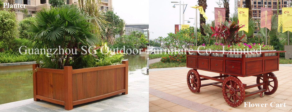 Solid Wood Planter and Flower Cart